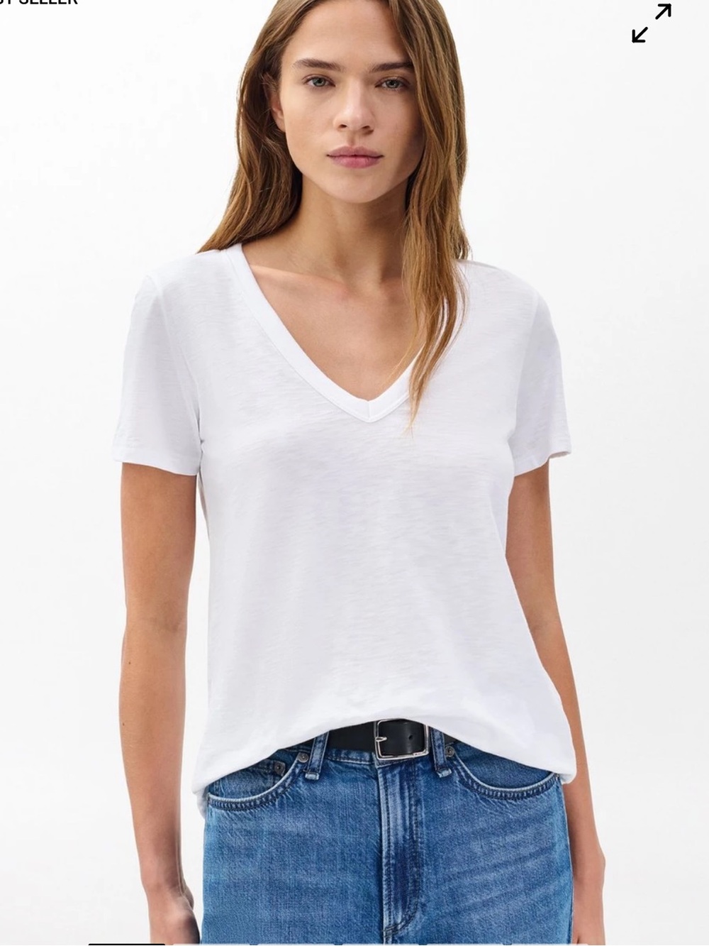rag & bone White V-Neck Short Sleeve Tee